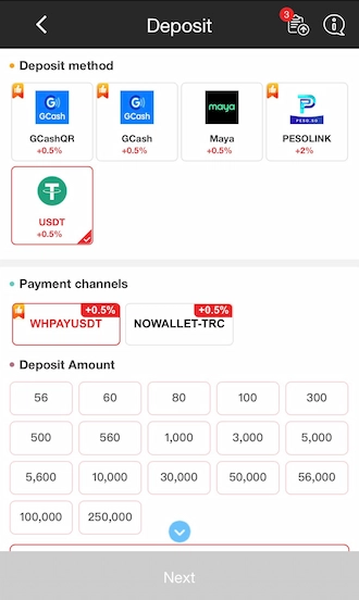 💊Step 1: Select USDT as the payment method.